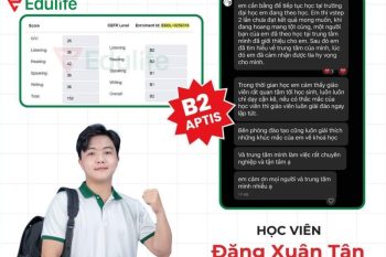 Học viên đạt thành tích Aptis vượt bậc khi theo học tại Edulife