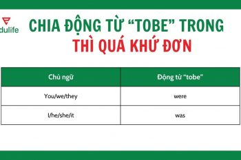 Chia động từ "tobe" thì quá khứ đơn