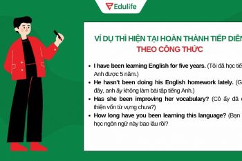Ví dụ thì hiện tại hoàn thành tiếp diễn theo công thức