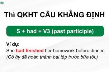 Ví dụ thì quá khứ hoàn thành dạng khẳng định